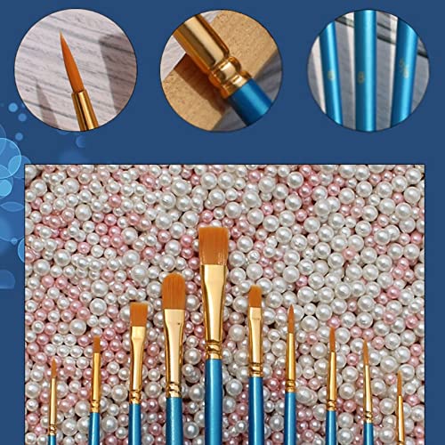 UOHLCX HBJWOV 10 Watercolor Oil Acrylic Artist Painted Pen Nylon Hair Painting Brush Handle Art Supplies Stationery(Blue)