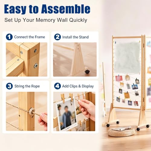 WWZHYX Small Wooden Display Rack No Wall Mount, Mobile Booth on Wheels
