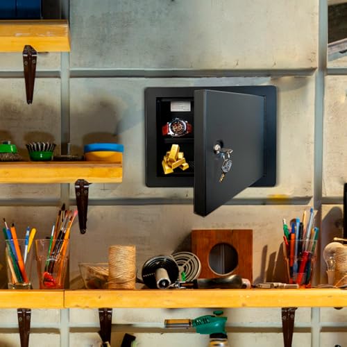 Plugsharge In-Wall Steel Safe with Key Lock for Hidden Secure Storage
