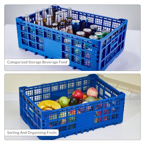 10PCS Collapsible Storage Crates, 52L/14Gal Foldable Plastic Crates