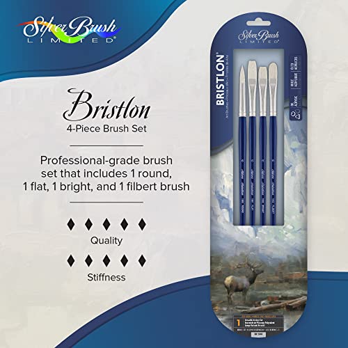 Silver Brush Limited Bristlon Versatile Variety Oil Paintbrush Set, 4pc