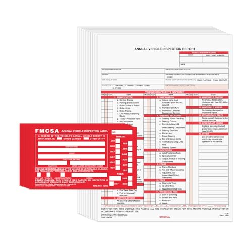 J. J. Keller Annual Vehicle Inspection Report Form and Label, 10 Pack