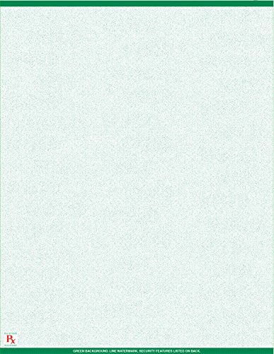 twihealthcare Green Premium Prescription Security Laser RX Sheets 8.5 x 11 (1,000) - PRESLGN