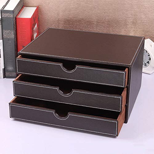 AFPSDLFJDLS File manager- Stacking Letter Leather Office Desk Supply Organizer, 3-Tier Files Sorter Workplace Desktop Storage