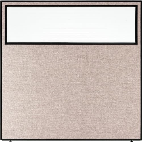 Global Industrial Office Partition Panel with Partial Window, 60-1/4"W x 60" H, Tan