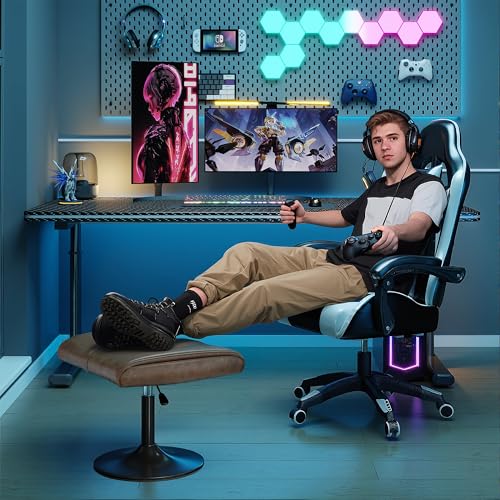 VECELO Office Foot Rest Under Desk Ottoman, Height Adjustable, Brown