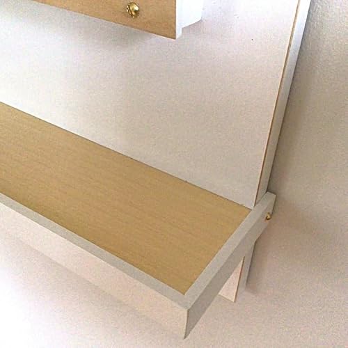 GHCUHJ Modern Wall Mounted Mail Organizer with Key Hook, White and Natural Wood Letter Holder, Vertical Hanging Storage Rack for Entryway Hallway Kitchen Office, 2-Tier Envelope Sorter with Shelf