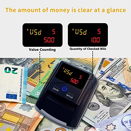 Portable Counterfeit Banknote Detector LCD Display Fast Counting