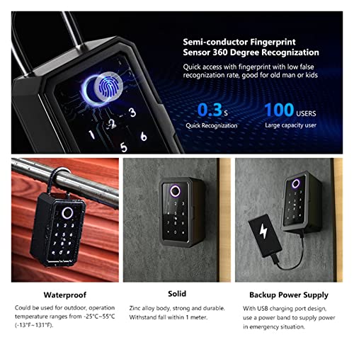 HGIYA Key Lock Box Safe Storage Waterproof Organizer Secret Cabinet Outdoor,Smart with Remote Access Metal for Hider Finrprint Digital Code App Security