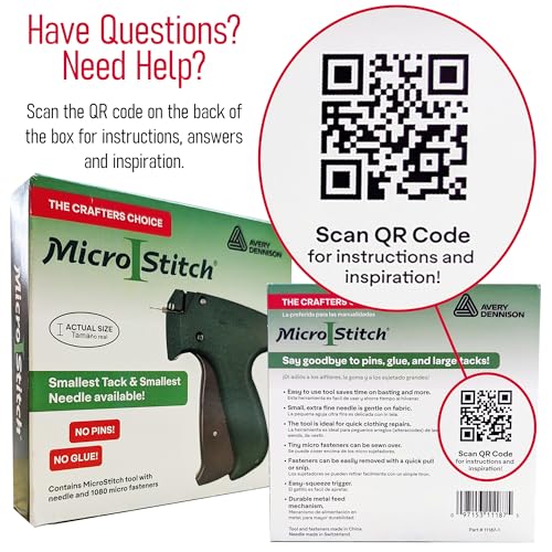 MicroStitch® All‑in‑One Tagging Gun Kit – Ultra‑Fine Needle Tagger with Black/White & Color Fasteners – Fabric‑Safe for Clothing Repairs, Quilting, Crafts, and DIY Projects (Black & White)