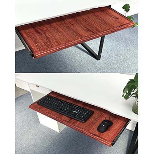 JIQHOHX Under Desk Keyboard Drawer Pull Out Keyboard Platform Ergonomics Tray Keyboard Stand Slide Keyboard Tray 21"/27" Shelves Extension Table (Yellow Oak 68 * 29cm)