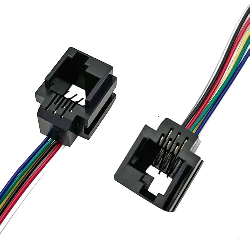 Coorle DIY 6P6C Telephone Outlet Modular Jack Female RJ11 RJ25 PCB Socket Jack Telephone Adaptors Connectors 623K- Left Latch 6P6C Phone Port with 1061 26AWG Cable 10PCS