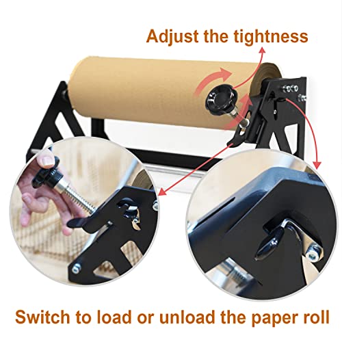 Honeycomb Packing Paper Roll Dispenser for Packaging, Improve Packing Efficiency, Kraft Wrapping Paper Holder Manual Cutter Machine for Small Business, Dispenser Machine Only, Core Size 2inch