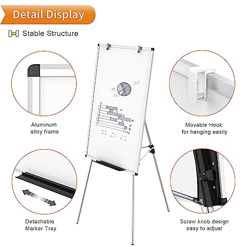 VIZ-PRO Magnetic Easel Whiteboard, 36 x 24 Inches, Height Adjustable Stand