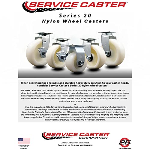 4 INCH Nylon Swivel Caster Set with Ball Bearings and Brakes SCC