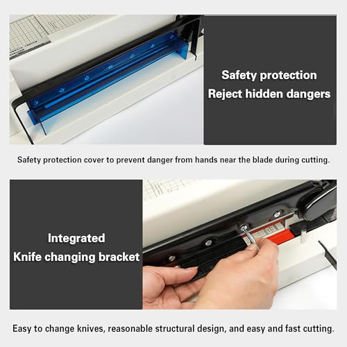 12 Inch Heavy Duty Guillotine Paper Cutter - 400 Sheet Capacity, Precision Blade & Positioning Ruler for A4 Paper/Leather/Fabric, Ideal for Offices & Print Shops Black