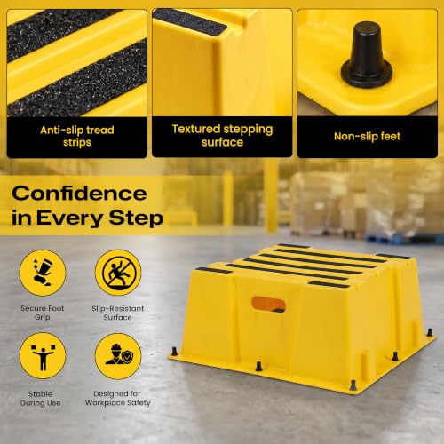 Sturdy Essentials Anti-Slip Commercial Step Stool, 1 Step, Made of Polyethylene with 500 lb Capacity, 25" W x 25" L x 10.5" H | Commercial and Industrial for Warehouses, Storage Spaces, Jobsites