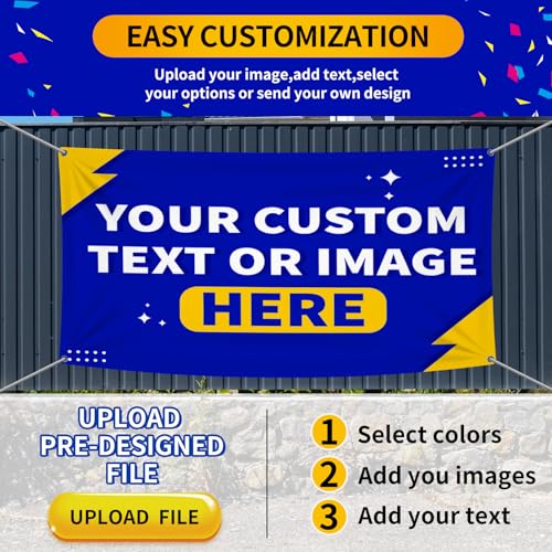 Custom Banners and Signs Personalized Customizable Full Color Design Vinyl Banners for Any Occasion Business, Birthday, Parties, Wedding, and Graduation(3'x10')