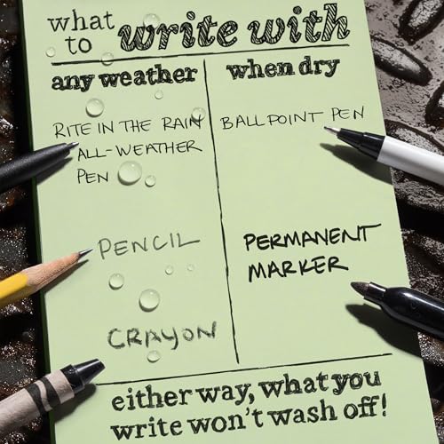 Rite in the Rain Weatherproof 3" x 5" Top Spiral Notebook Kit: Tan CORDURA Fabric Cover, 3" x 5" Green Notebook, and an Weatherproof Pen (No. 935-KITL)