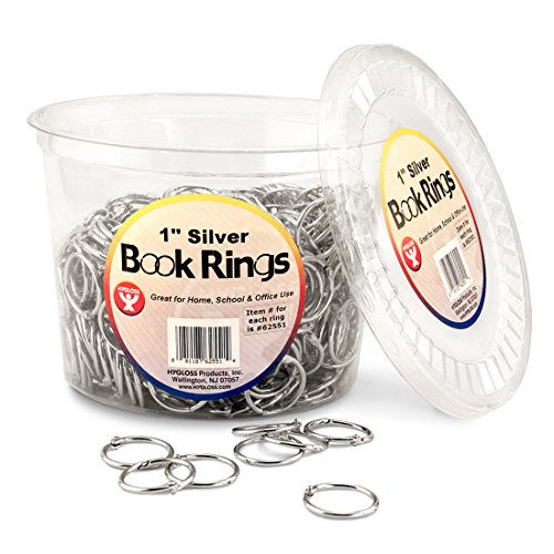 Hygloss Products Book Rings – 1 Inch Silver Steel Metal Binder Rings, 500 Pack in Counter Display Bucket