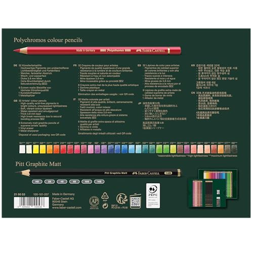 Faber-Castell Polychromos and Pitt Graphite Matte Giftset Artist Gift Set, Multi-Color 40 Count
