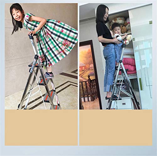 FLYIFE Step Stool Anti-Skid Three-Step Ladder, Stainless Steel Four-Step Ladder Two-Step Ladder Stool Kitchen Bathroom Footstool Room Decorate Stepladders Household Ladder/43 X 73 X 139Cm