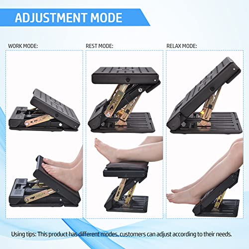 Scalebeard Adjustable Footrest with Removable Soft Foot Rest Pad Max-Load 120Lbs with Massaging Beads for Car,Under Desk, Home, Office (Brown)