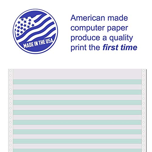Alliance Continuous Computer Paper 14-7/8" x 11" with 1/2" Green Bar 1 Part 92 Bright 20lb 2300 Sheets per Carton