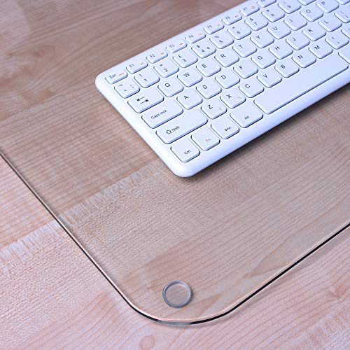 FloorTex FCDE2036G Desk Pad w/Silicone Feet, Tempered Glass, 36-Inch Wx20-Inch D, Clear