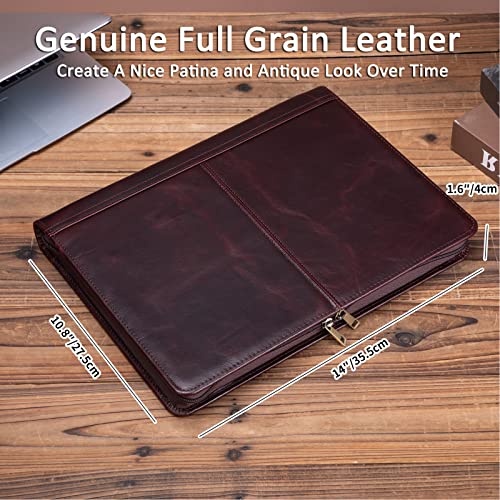 Geslun Personalized Leather Portfolio 3 Ring Binder for 8.5 x 11" Notepad