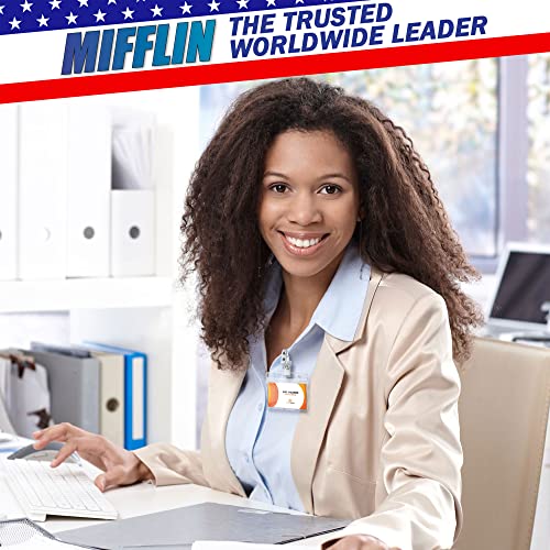 2.25x3.5 Horizontal ID Name Badge Holder with Clip & Straps - 100 Pack