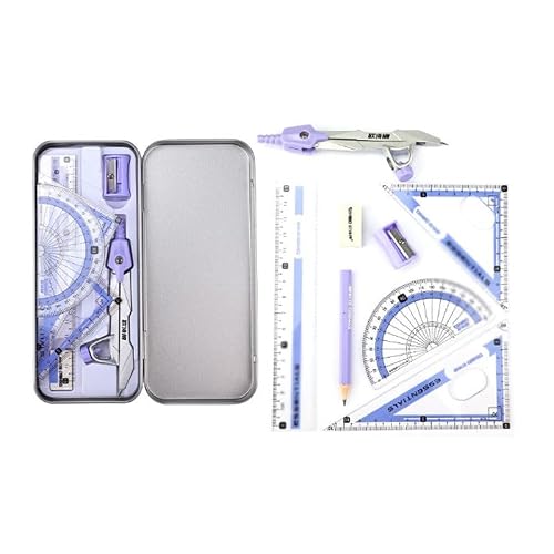 QVEZPRYX Alloy Ruler Compass Set Eight Piece