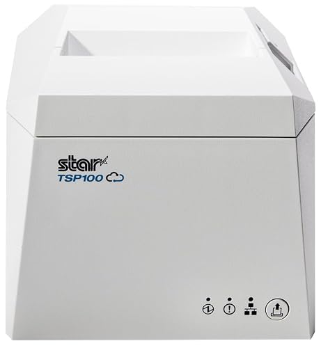 Star Micronics TSP143IVUE USB/Ethernet (LAN) Thermal Receipt Printer with Android Open Accessory (AOA), CloudPRNT, Cutter, and Internal Power Supply - White