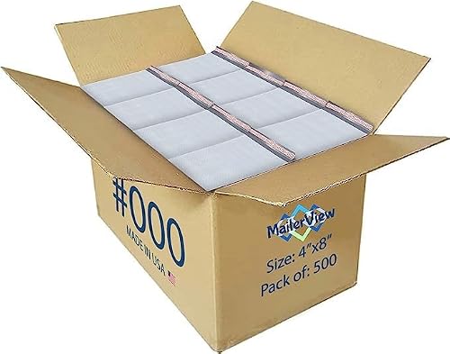 Small Bubble Mailers 4x8, Self Seal Poly Padded Envelopes #000, 500 Pack