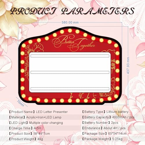 2025 LED Wedding Sign - Light Up Message Board with 300+ Color Modes, Remote Control & Button, Upgraded Anti-Drop Design - for Bridal Entrance, Reception Decor, Photo Booth Props (Small/Large),S-B