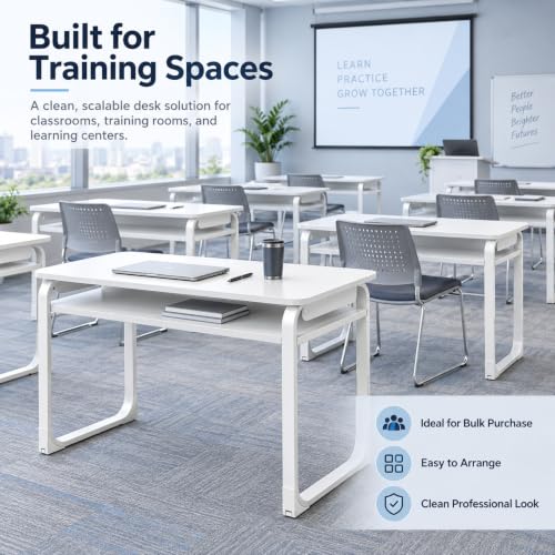 Training Table with Storage Shelf, Conference Room Table, Steel Frame