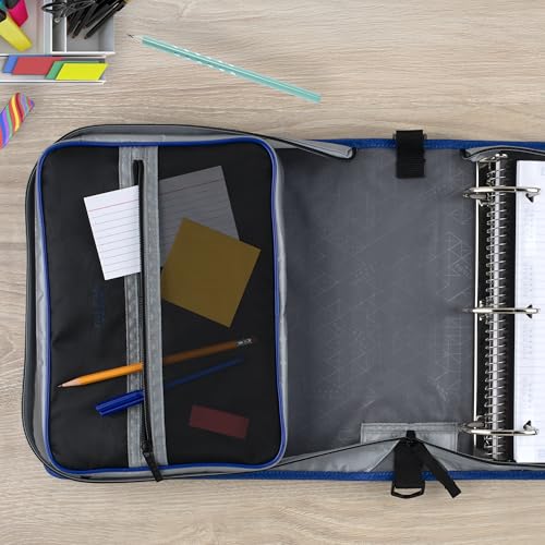 Five Star Zipper Binder, 3-Inch D-Ring Case Binder, 850-Sheet Capacity, Multiple Pockets, Front 5-Tab Expanding File, Removable Padded Case and Shoulder Strap, Urban Eclipse (292960J)