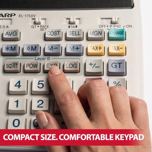 Sharp Two-Color Printing Calculator, White (EL-1750V)