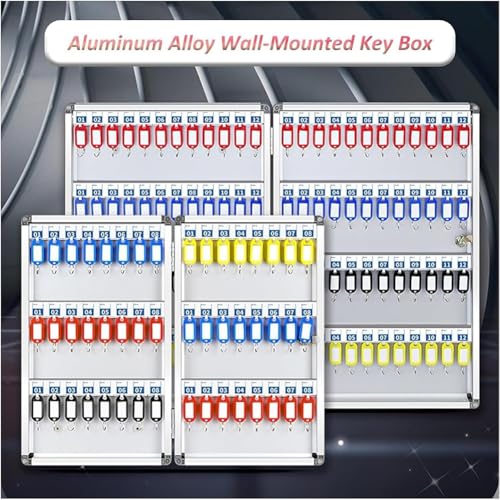 KK-GAL Key Lock Box, Large Capacity Key Cabinet with Lock, Professional Metal Keys Locker for Security, Key Holder Lockbox Key Organizer for School Dormitory, for Valets/Realtors/Office,72 bits