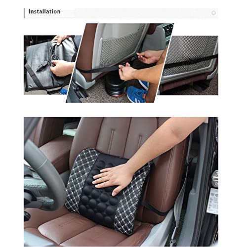 MOLYSAK Electric Car Massage Lumbar Back Support Cushion seat Massager Pillow for Office Chair PU Leather