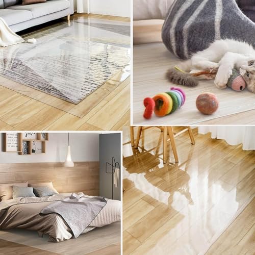 DAZULI Heavy Duty Polycarbonate Office Chair Mat for Wooden/Tile Floor Transparent Hard Floor Protector for Home Office Rectangular Multiple Sizes(Size:140x500cm/54.6x195in,Color:Clear)