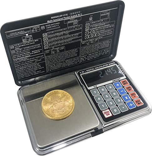 Optima Home Scales AT-2001 Atom Pocket Weight Scale with Calculator Function, Black & Silver - 2000 x 0.01 g