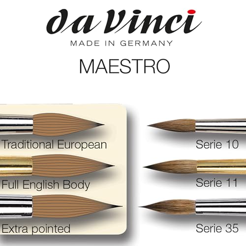 da Vinci Watercolor Series 10 Maestro Paint Brush, Round Kolinsky Red Sable, Size 0 (10-0)