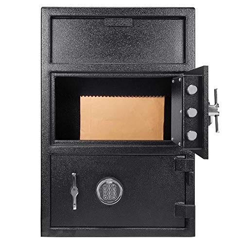 Barsaka Steel Double Door Depository Safe Front Loading Drop Slot Parcel Mail Safe with Locker Dual Electronic Lock