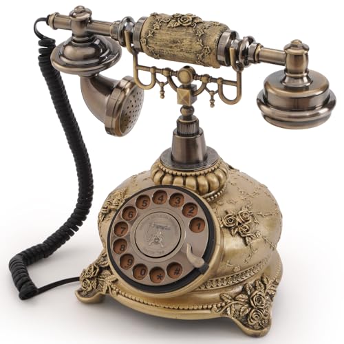 UKBW Audio Guest Book Phone, 32G Capacity Vintage Audio GuestBook Wedding Phone, Retro Audio Telephone Recording Customized Voice Message for Your Wedding Party, Bronze