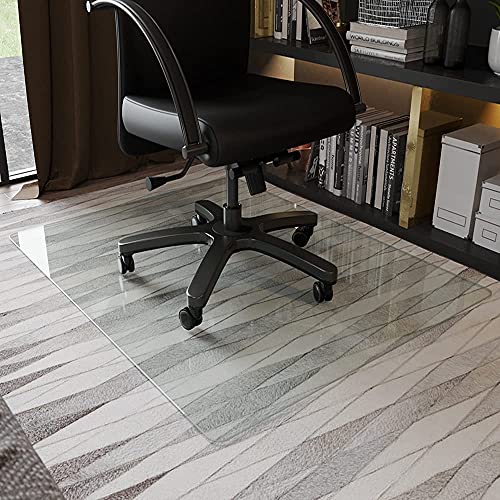 GLSLAND 36" x 46" Office Chair Mat for Carpet, Tempered Glass Floor Mat
