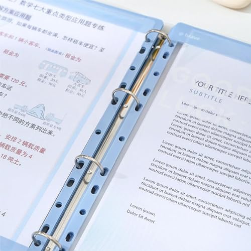 Folders 8 Pack A4 Binder Pocket, Envelopes Binder Folders 11 Holes for 2/3/4 Ring, Binder Folders with Snap Button and Label, for School Office Home File Folder