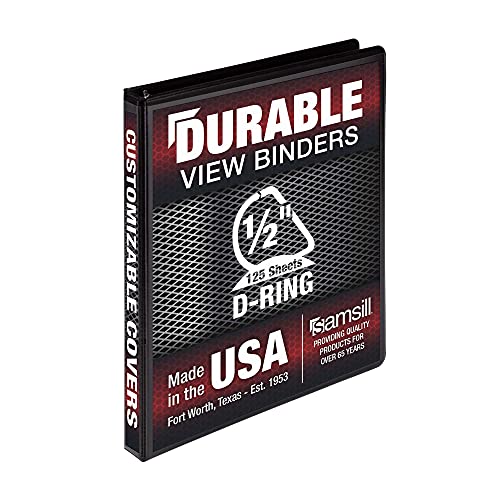 Samsill Durable 0.5 Inch Binder, Customizable Clear View Cover, Black, 24 Pack, Each Holds 125 Pages, Pallet of 768 Binders in 32 Cartons