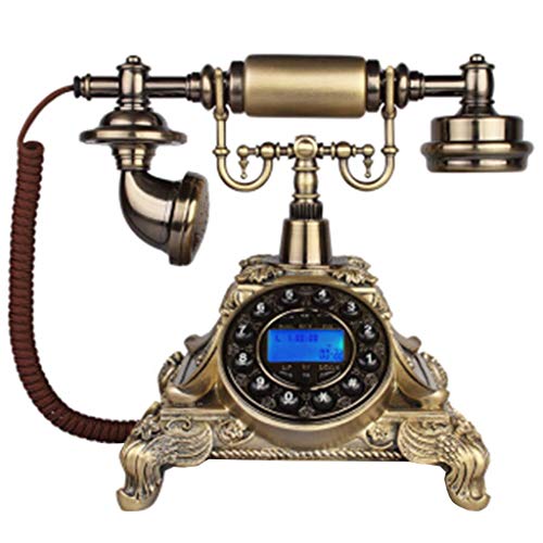Antique Phone European Retro Phone Resin Metal Body Button Dial Vintage Landline,#1