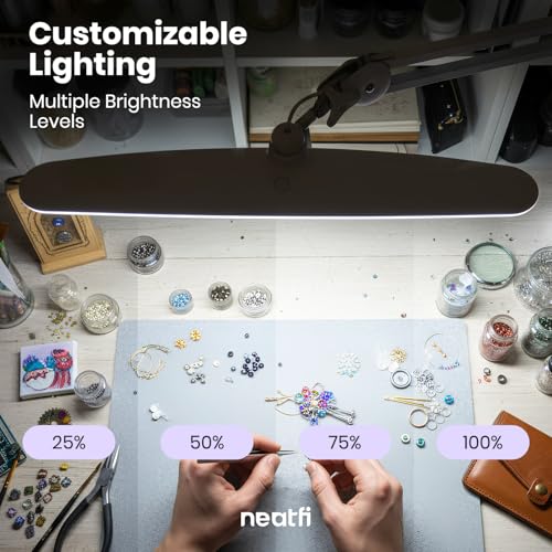 Neatfi 2200LM 24W LED Desk Lamp w/Base, Non-CCT 23-Inch Wide Head (White)